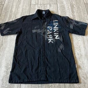 PRELOVED J2KLinkin’ Park,black,textured,collar,button down,Short sleeves,for men